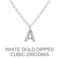 GOLD DIPPED CZ INITIAL NECKLACE